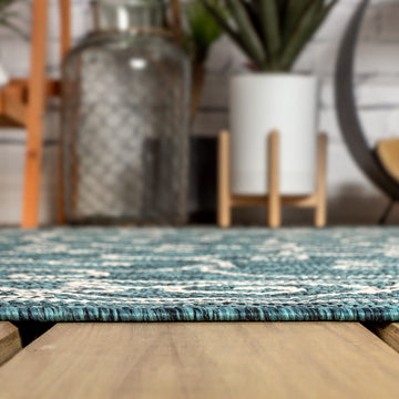 Charleston Vintage Filigree Textured Weave Indoor/outdoor Octagon Rug